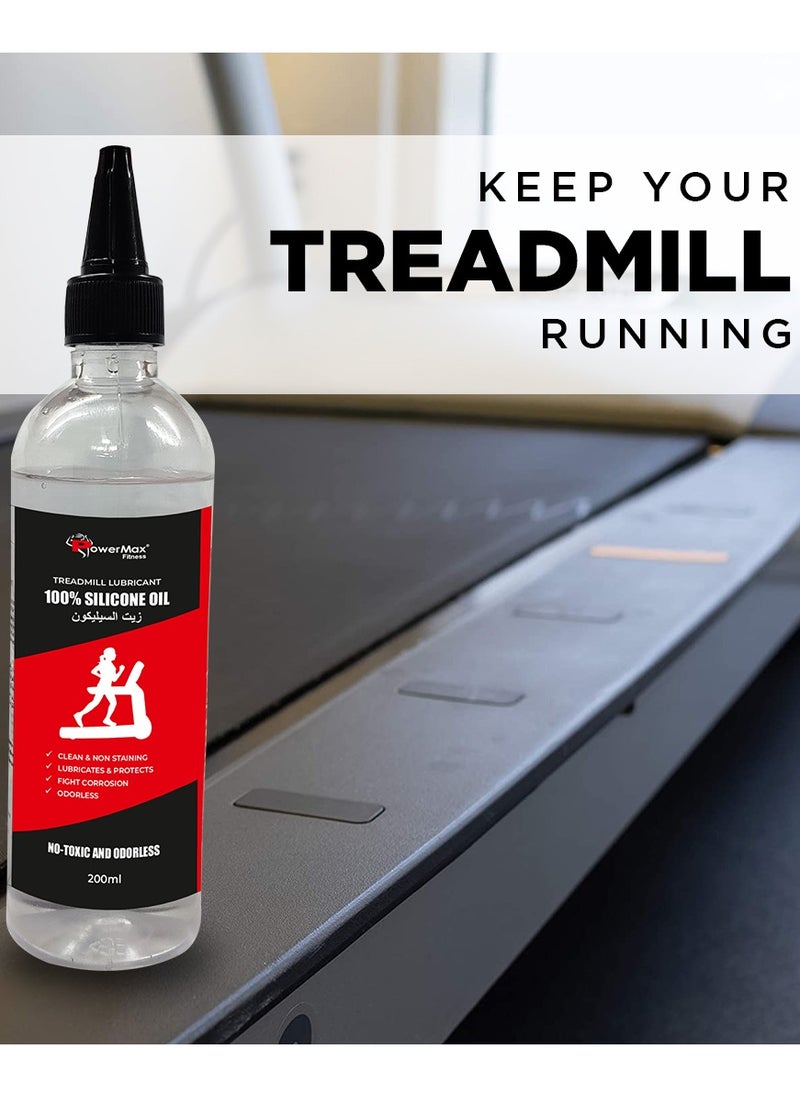 PowerMax Fitness PowerMax Fitness Multi-Purpose PMS-200 Silicone Oil Bottle 100% 200ml Pure Silicone Treadmill Belt Lubricant, Full Belt Width Lubrication, No Odor & No Propellants, Nozzle Cap for Easy Application  - Image 3