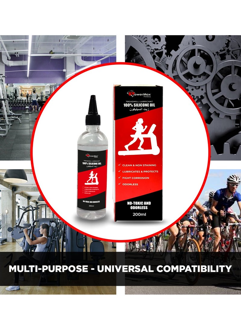 PowerMax Fitness - PowerMax Fitness PMS-200 Multi-Purpose 100% Pure Silicone Treadmill Lubricant, Full Belt Width Lubrication, No Odor & No Propellants, Nozzle Cap for Easy Application, White (200 ml) - Image 1
