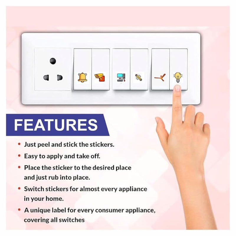 SM Prints Switch Board Sticker for Home4 Sheets Self Adhesive27 Design600 Stickers Electric Switch Board Stickers Vinyl Transparent Stickers15 cm Per Sticker SizeBuy 1 Get 1 Free - Image 5