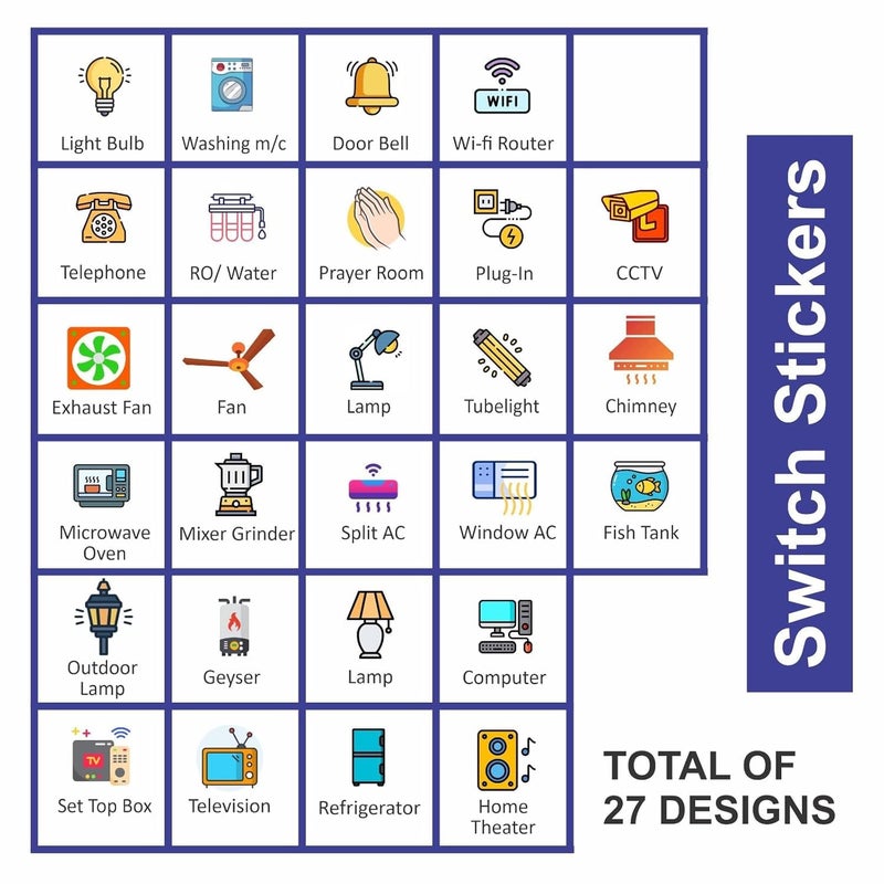 SM Prints Switch Board Sticker for Home4 Sheets Self Adhesive27 Design600 Stickers Electric Switch Board Stickers Vinyl Transparent Stickers15 cm Per Sticker SizeBuy 1 Get 1 Free - Image 3