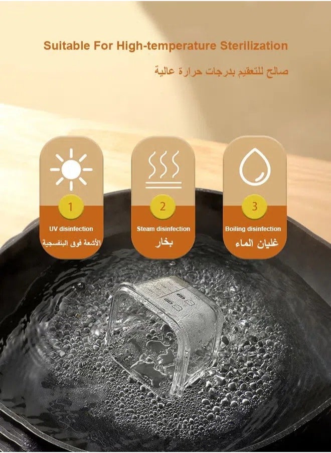 الدليبن عبوات زجاجية لتخزين طعام الأطفال - برطمانات طعام للأطفال بسعة 170 مل مع أغطية، ماكينة صنع طعام الأطفال آمنة للاستخدام في الميكروويف وغسالة الأطباق والفريزر ومقاومة للتسرب بنسبة 100% وخالية من مادة BPA وقابلة لإعادة الاستخدام (وردي)  - Image 3