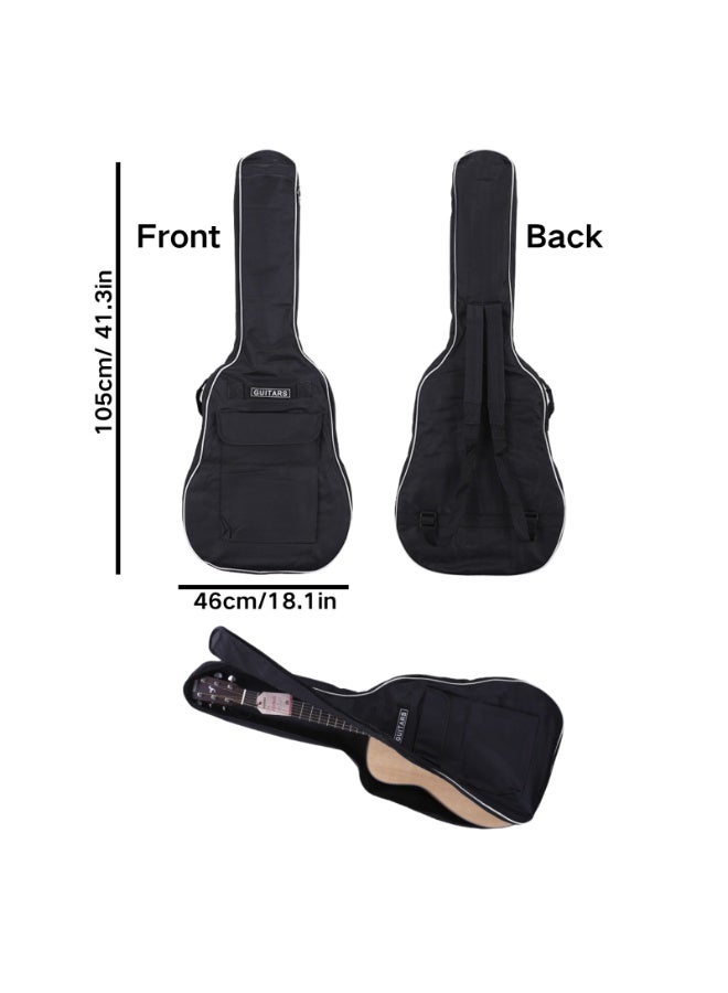 41-Inch Acoustic Guitar Bag, Durable Nylon Material, Backpack Style with Storage Pocket and Reinforced Handle - Black - Image 2
