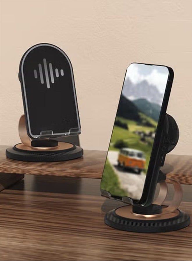 عام حامل الهاتف الخليوي مع مكبر صوت بلوتوث اللاسلكي وصوت محيطي HD القاعدة المضاد للانزلاق مثالي للمنزل والهواء الطلق مع مكبر صوت بلوتوث للمكتب متوافق مع iPhone/iPad/Samsung Galaxy - Image 1