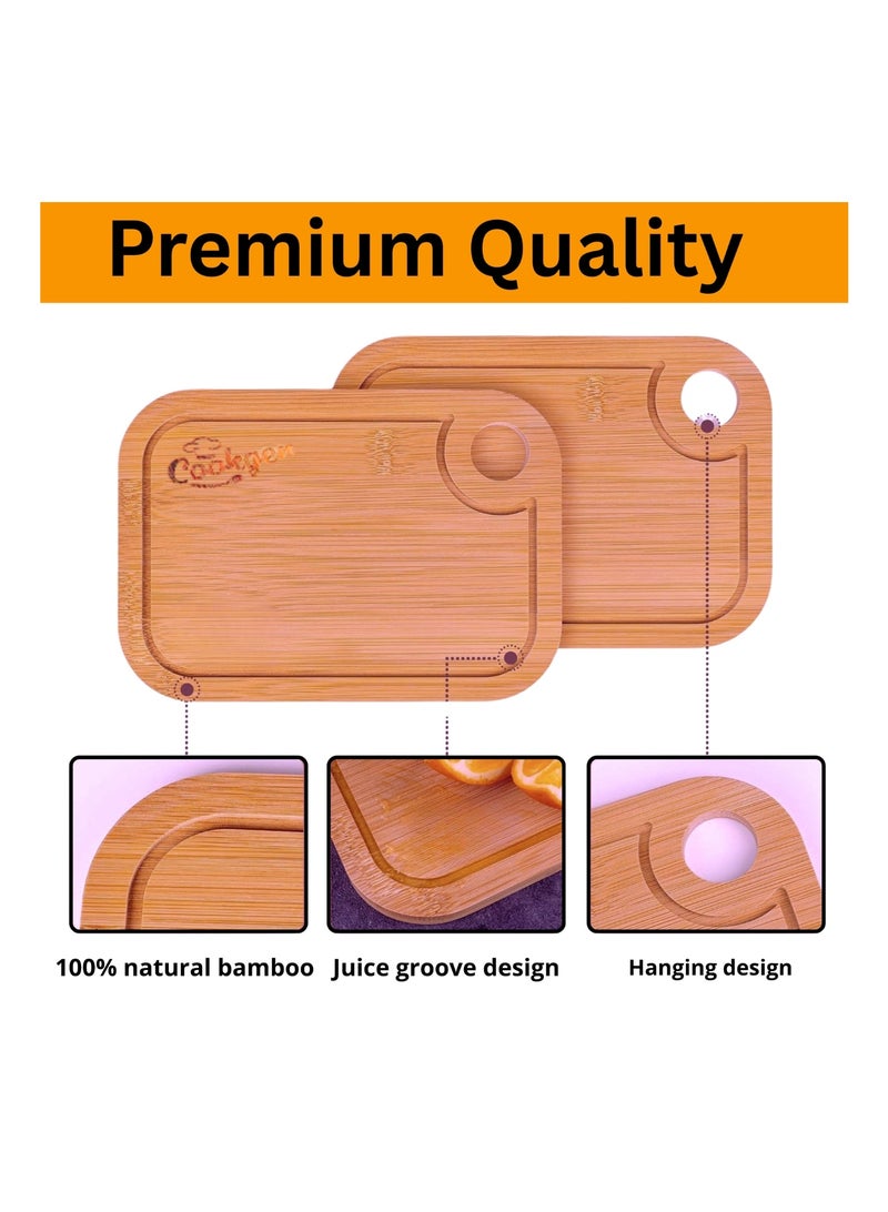 Cookgen Cookgen Organic Bamboo Cutting Board – Medium Size, Extra Thick 0.7 Inch, Durable & Eco-Friendly for Kitchen Use  - Image 3