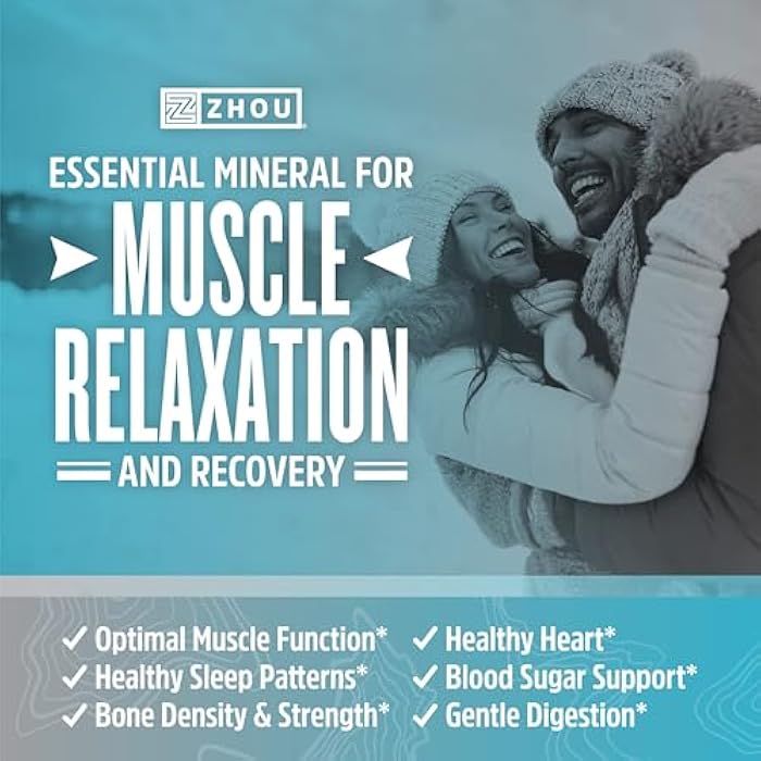 Zhou Magnesium Glycinate - Pure Mag Glycenate Supplement for Men & Women, Natural Sleep Aid, Heart Health Support, Muscle Relaxation & Vitality - 180 Vegan Friendly Capsules - Image 3