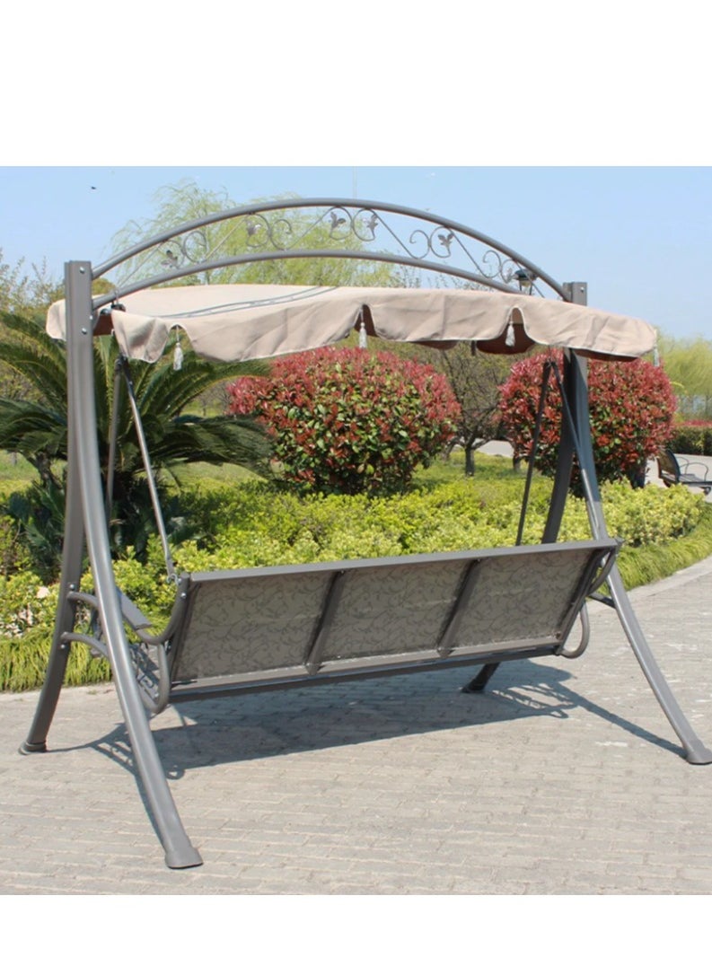 Swin Furniture Swin Delicate Outdoor Aluminum 3-Seater Swing With  Comfortable Cushion for Garden Balcony Terrace and Patio, Brown and Grey  - Image 2