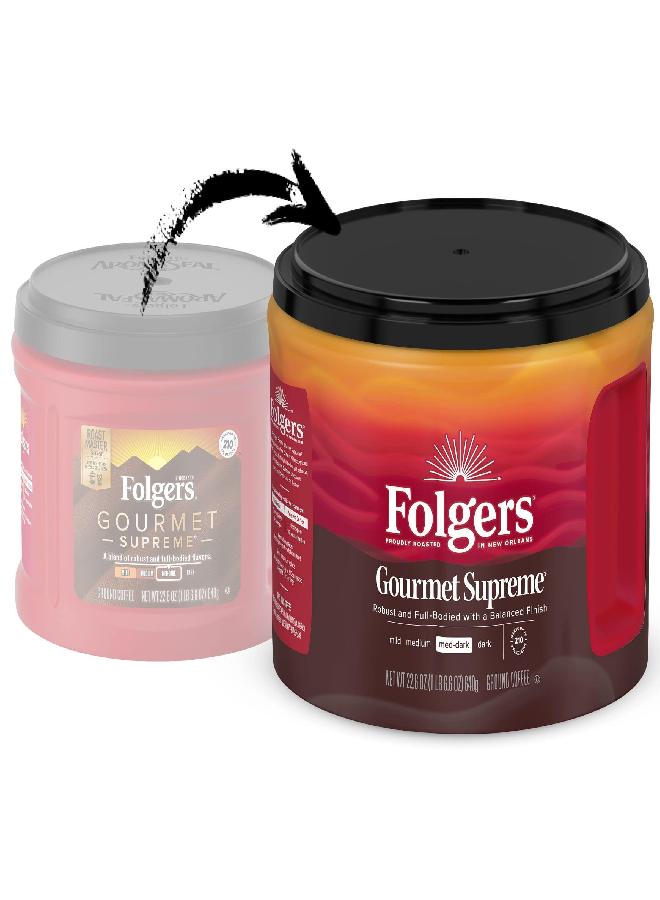 Folgers Gourmet Supreme Ground Coffee, 22.6 Ounce Canisters - Image 1