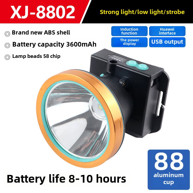 2024 High-Power LED Headlamp for Night Fishing 8802 multi-function induction three lithium battery life 8-10 hours 8802 multi-function induction three lithium battery life 8-10 hours