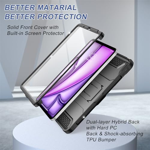 Soke Case for iPad Air 11-inch M3/M2 (2025/2024), iPad Air 5th/4th Generation 10.9-inch (2022/2020), with Built-in Screen Protector and Kickstand, Rugged Full Body Protective Cover - Black - Image 4