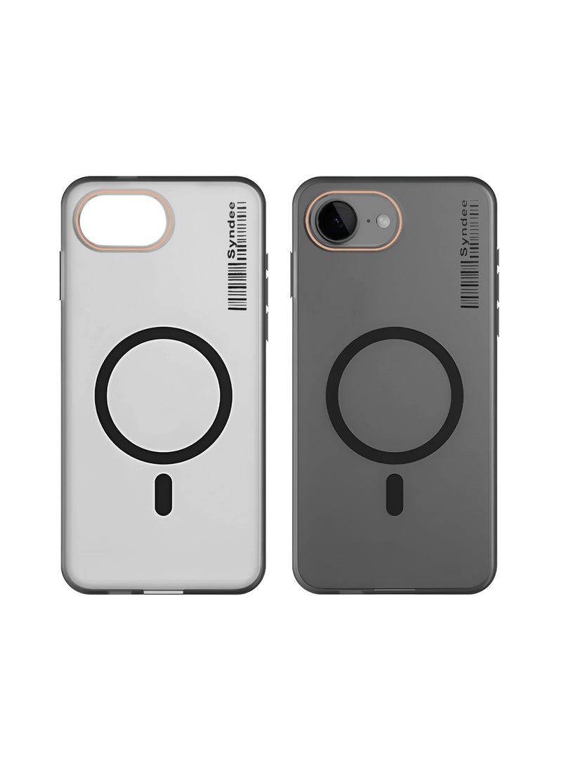 Syndee Apple iPhone 16e 5G 2025 Syndee Series Hybrid Translucent Magsafe with Magnetic Charging Raised Camera Lips Elegant Look Case Cover - Black  - Image 2