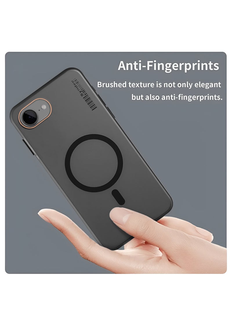Syndee Apple iPhone 16e 5G 2025 Syndee Series Hybrid Translucent Magsafe with Magnetic Charging Raised Camera Lips Elegant Look Case Cover - Black  - Image 3