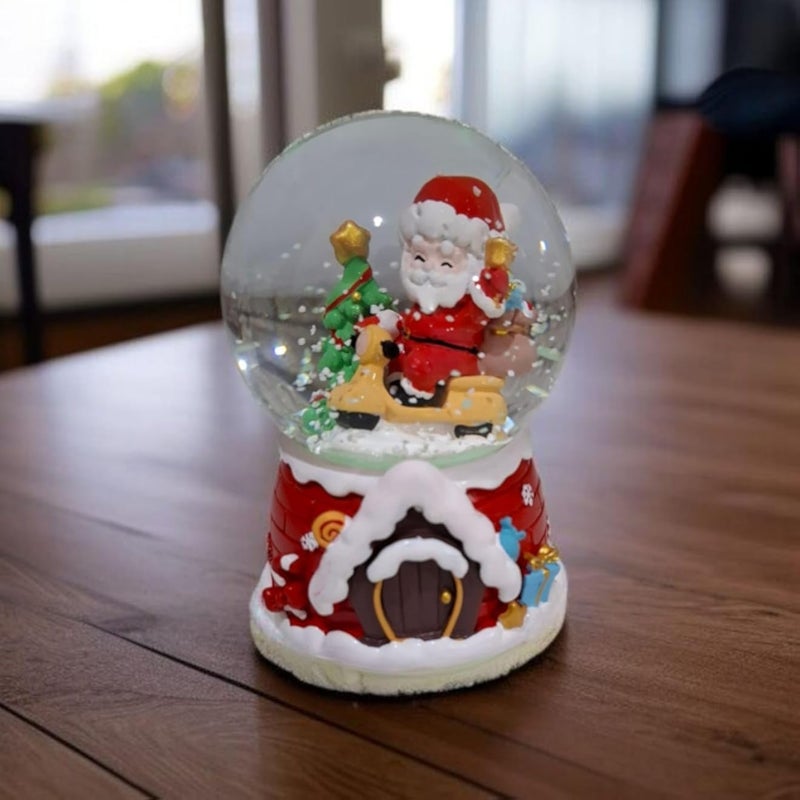 كرة ماء عيد الميلاد المضيئة مع الموسيقى - زينة رأس السنة الجديدة - موسيقى وإضاءة كرة ماء عيد الميلاد (منزل سانتا)