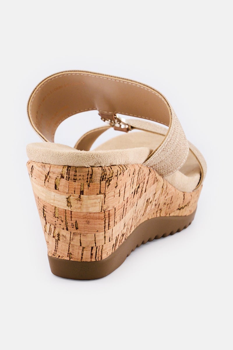 ANNE KLEIN صنادل نسائية سهلة الارتداء، كريمي - Image 3