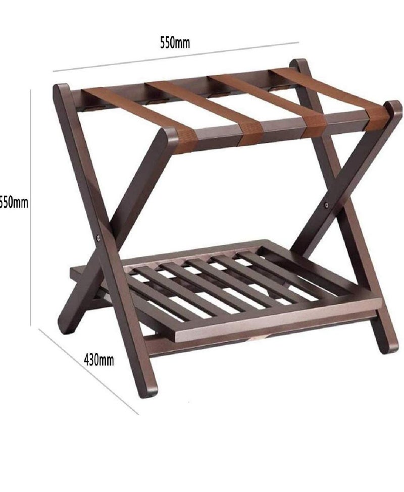 Generic Sheesham Wood Solid Sturdy & Durable Multipurpose Portable Wooden Straight Leg Luggage Stand, Luggage Rack, Suitcase Holder Shelf for Bedroom, Guest Room, Corridor with Shoe Shelf W64  - Image 4