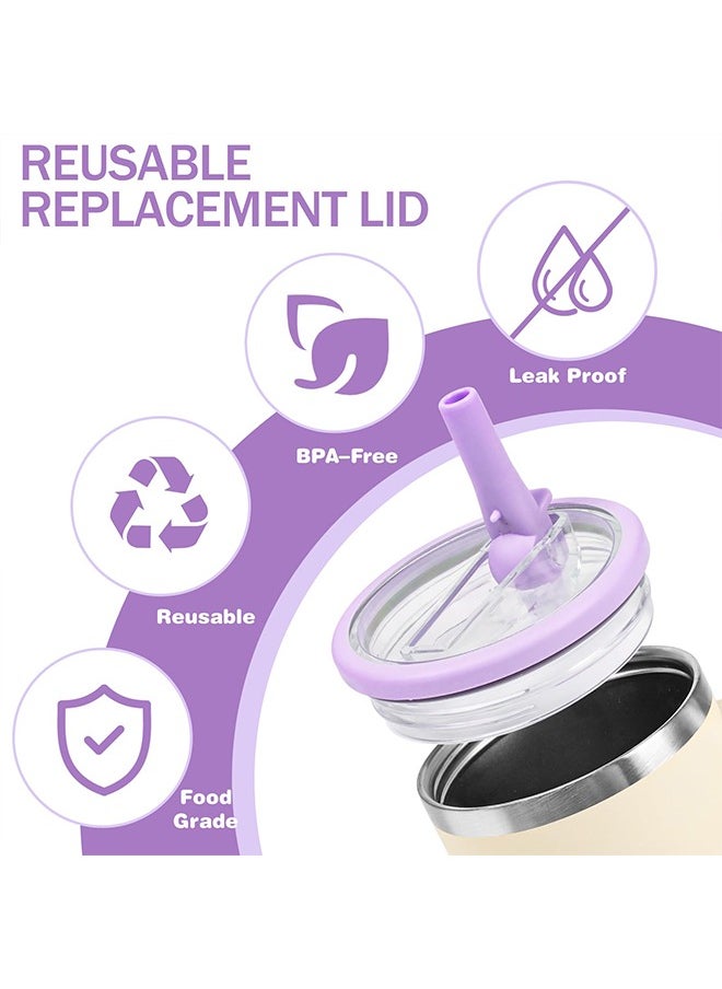 2 Pack 40 oz Tumbler Flip Straw Lid , Spill Proof Splash Resistant Tumbler Lids,Dustproof Tumbler Cover, Reusable Tumbler Cover(light purple)  - Image 5