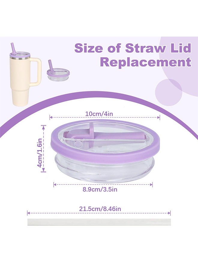 2 Pack 40 oz Tumbler Flip Straw Lid , Spill Proof Splash Resistant Tumbler Lids,Dustproof Tumbler Cover, Reusable Tumbler Cover(light purple)  - Image 2