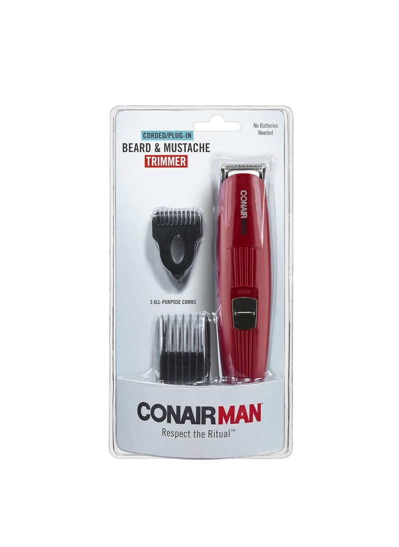 CONAIR ConairMAN Beard Trimmer for Men Includes Nose and Ear Hair Trimmer and 5Position Comb Attachment 4 piece Mens Grooming Kit Corded  - Image 5
