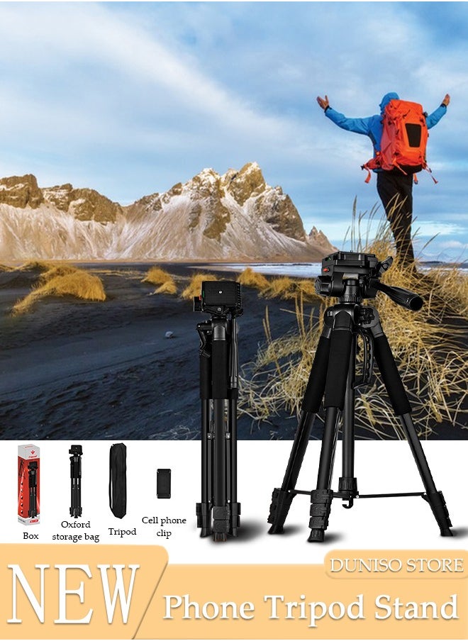 DUNISO - Tripod Stand Extendable Phone Tripod Stand with Portable Pouch, Portable Phone Tripod Stand, Phone Mount for iPhone＆ Android Phone Gopros DSLR Cameras - Image 1