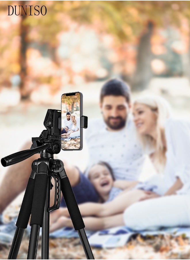DUNISO - Tripod Stand Extendable Phone Tripod Stand with Portable Pouch, Portable Phone Tripod Stand, Phone Mount for iPhone＆ Android Phone Gopros DSLR Cameras - Image 1