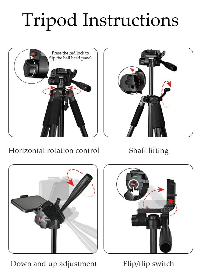 DUNISO - Tripod Stand Extendable Phone Tripod Stand with Portable Pouch, Portable Phone Tripod Stand, Phone Mount for iPhone＆ Android Phone Gopros DSLR Cameras - Image 1