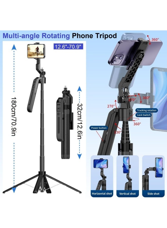 حامل ثلاثي القوائم C12 لتتبع الوجه تلقائيًا لهاتف iPhone، حامل ثلاثي القوائم للهاتف يدور 360 درجة مع مستشعر حركة، حامل ثلاثي القوائم ذكي قابل للتمديد بطول 180 سم مع عصا سيلفي - Image 5