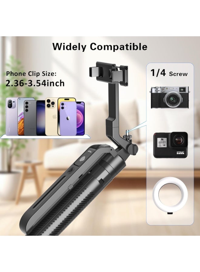 حامل ثلاثي القوائم C12 لتتبع الوجه تلقائيًا لهاتف iPhone، حامل ثلاثي القوائم للهاتف يدور 360 درجة مع مستشعر حركة، حامل ثلاثي القوائم ذكي قابل للتمديد بطول 180 سم مع عصا سيلفي - Image 3