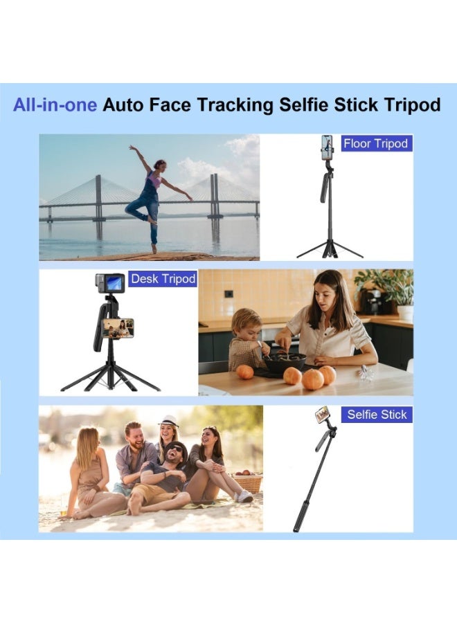 حامل ثلاثي القوائم C12 لتتبع الوجه تلقائيًا لهاتف iPhone، حامل ثلاثي القوائم للهاتف يدور 360 درجة مع مستشعر حركة، حامل ثلاثي القوائم ذكي قابل للتمديد بطول 180 سم مع عصا سيلفي - Image 4