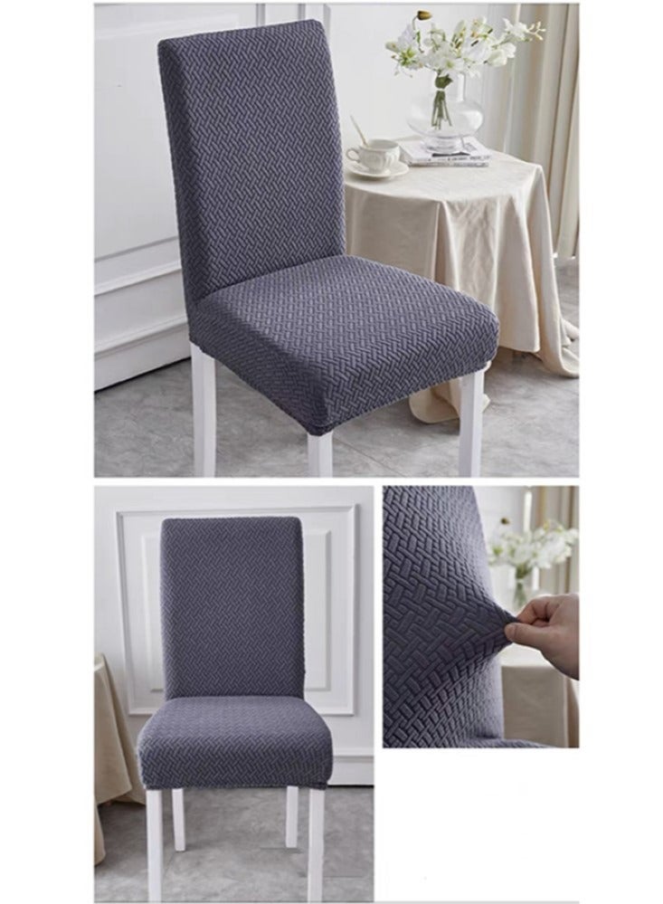 Kutis 6-Piece Solid Color Simplicity Style Stretch Chair Cover Dining Chair Cover Polyester Dark Grey 52-62cm - Image 3