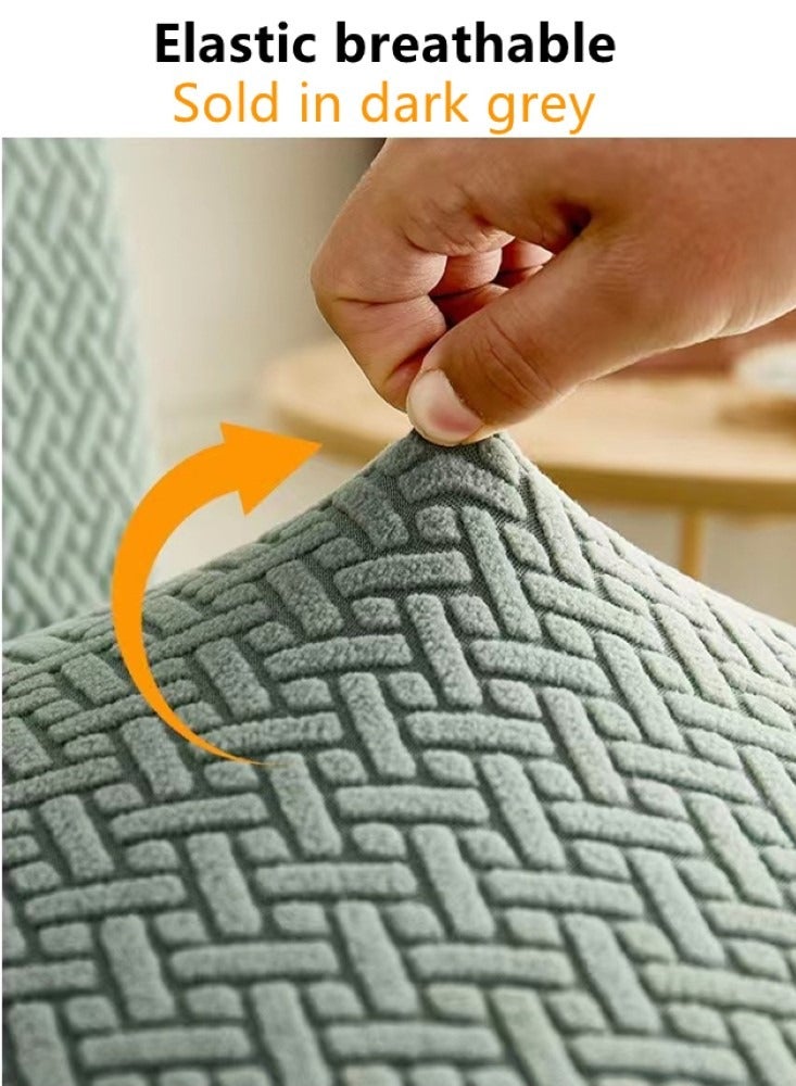 Kutis 6-Piece Solid Color Simplicity Style Stretch Chair Cover Dining Chair Cover Polyester Dark Grey 52-62cm - Image 4