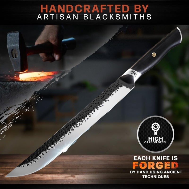 Kitchen perfection 12" Handmade Brisket Knife, Meat Cutting Carving & Slicing BBQ Knife For Men – Insanely Sharp San Mai Steel, W/Leather Sheath Premium Ergonomic Handle, Best Grilling Gifts for Men - Image 2