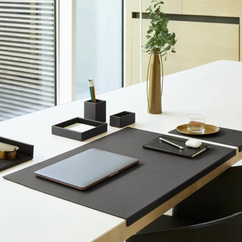 Y&D L-Shaped Desk Pad Large - Grey Vegan Leather Office Computer Mouse Pad Laptop Desk Mat Protector - Image 2