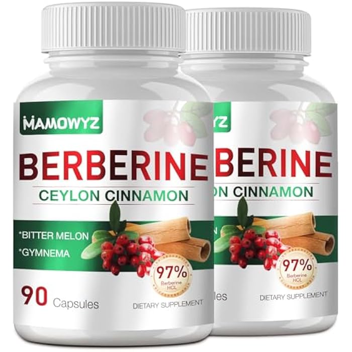 Berberine with Ceylon Cinnamon – 1500mg Berberine Supplement with Bitter Melon, Gymnema and 97% Berberine HCL for Women and Men | Non-GMO, Vegan | 2-Pack, 180 Capsules - Image 1