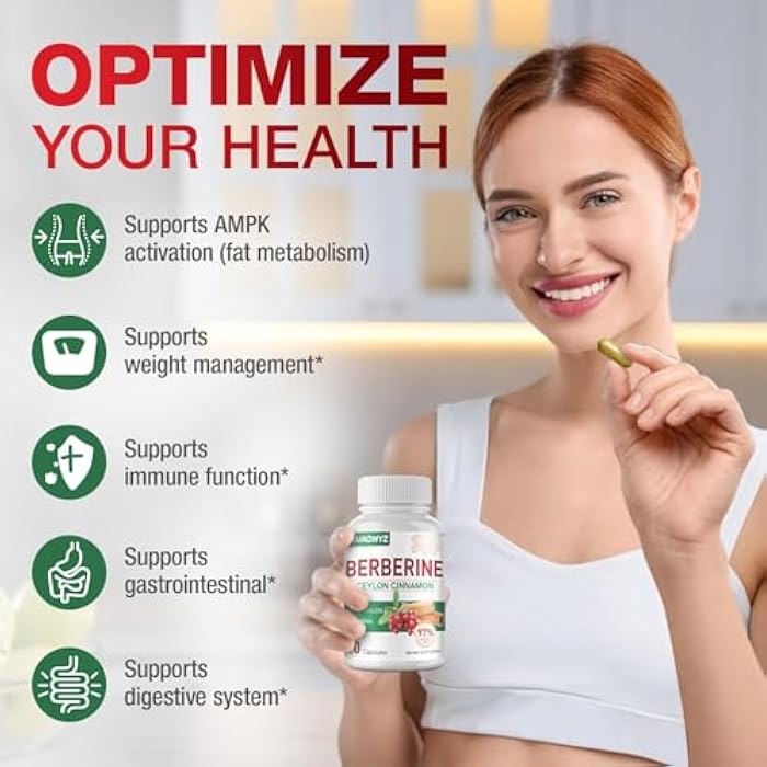 Berberine with Ceylon Cinnamon – 1500mg Berberine Supplement with Bitter Melon, Gymnema and 97% Berberine HCL for Women and Men | Non-GMO, Vegan | 2-Pack, 180 Capsules - Image 3