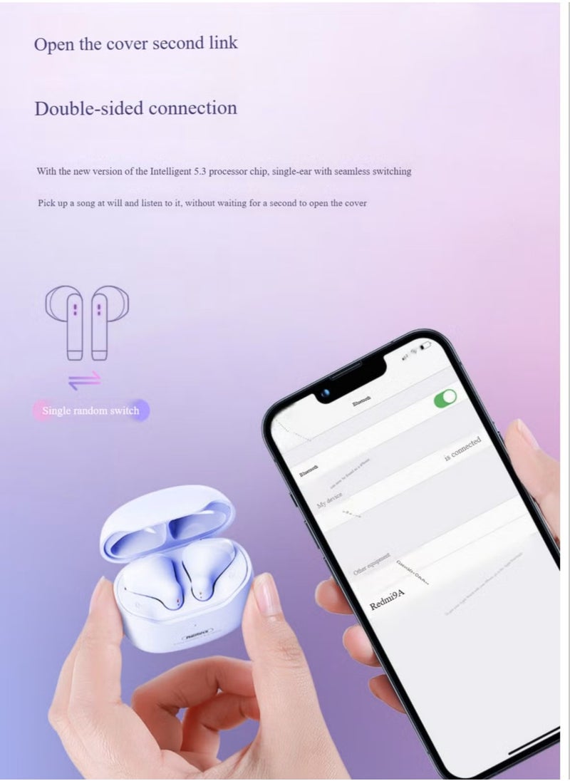 REMAX - True wireless Headphones Bluetooth headset 5.3, lower power consumption, less latency, more stable signal, effective noise cancellation, no sound leakage, compatible with Android/Apple phones - Image 1