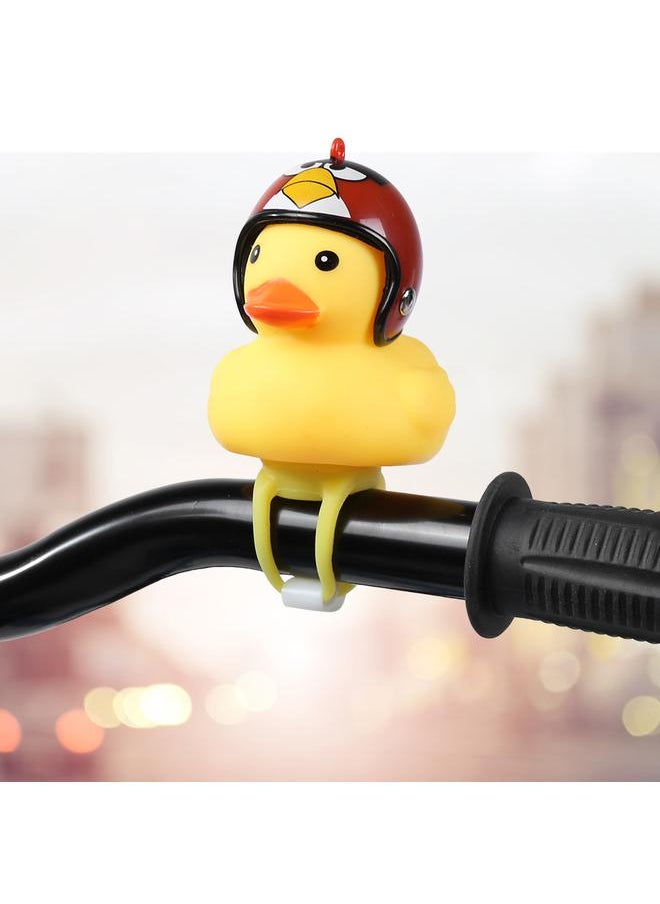 Thoraya Motorcycle Cute Little Yellow Duck with Helmet Mountain Bike Bicycle Decoration Red  - Image 5