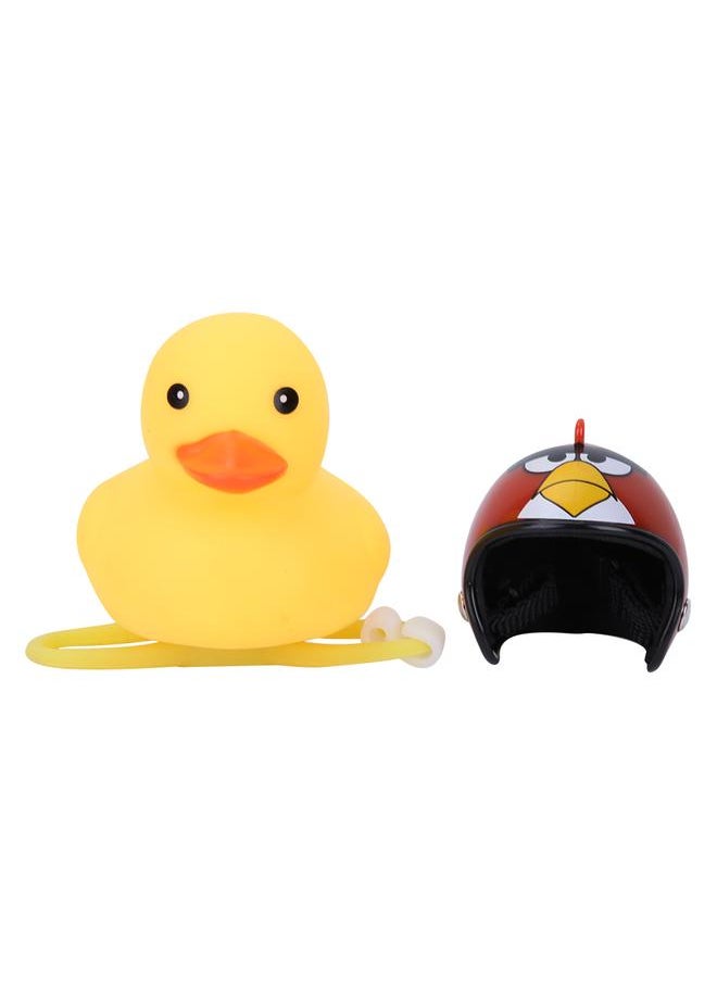 Thoraya Motorcycle Cute Little Yellow Duck with Helmet Mountain Bike Bicycle Decoration Red  - Image 1