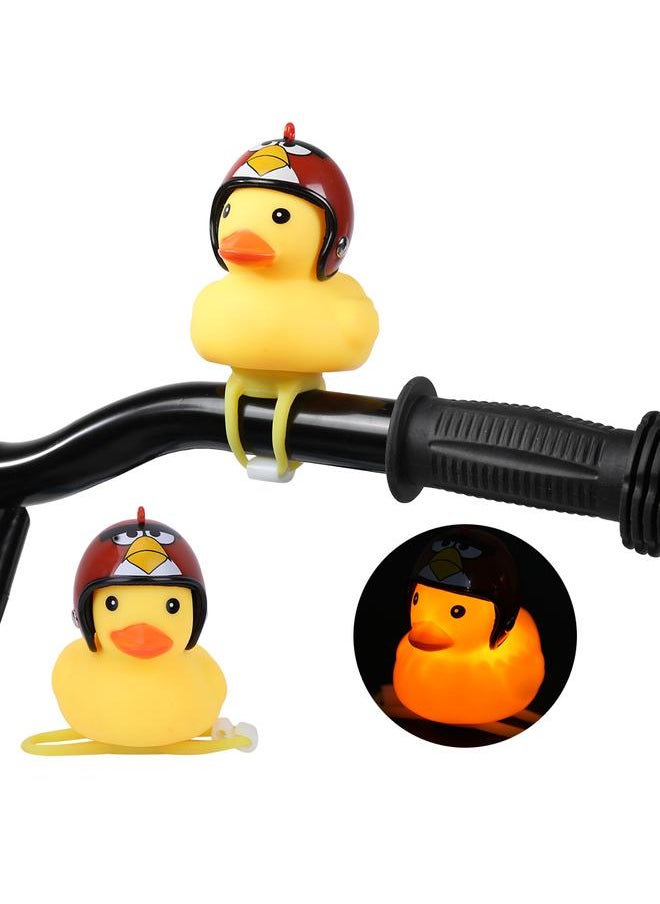 Thoraya Motorcycle Cute Little Yellow Duck with Helmet Mountain Bike Bicycle Decoration Red  - Image 4