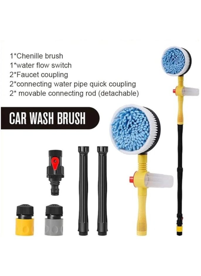 Pretocter - Car Wash Brush Clean Brush with 5-meter Water Pipe Set, High-pressure Automatic Rotation, Generates Foam for Automatic Cleaning - Image 1