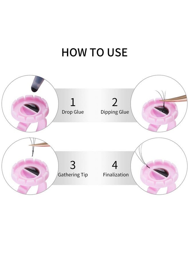 ميوفيو حلقات غراء لملحقات الرموش 100 قطعة حامل غراء ذكي سهل التهوئة أكواب غراء للرموش الكثيفة وردي - Image 5