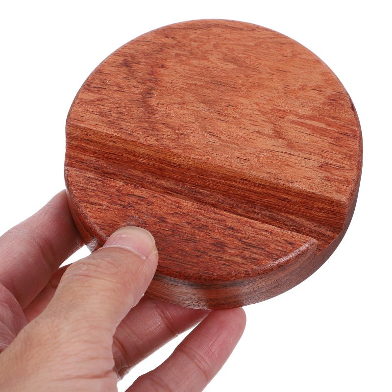 Rosewood Wooden Phone Stand For Desk With Single Slot Holder 8x8x2cm Round Base Compatible With Tablets - Image 5