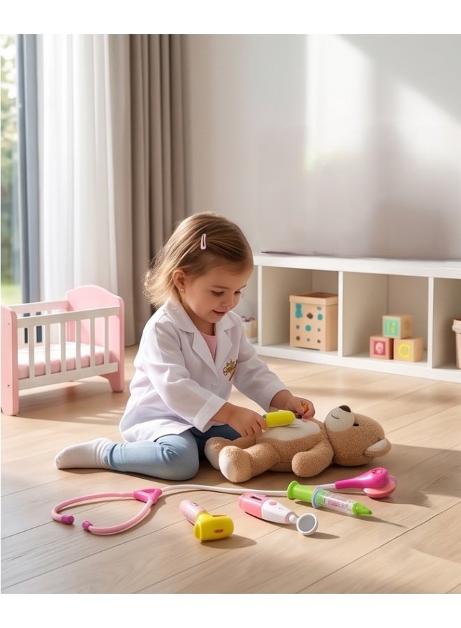 TOY GARDEN Doctor Set 8 Piece Medical Tool Kit Pretend Play Doctor Toys with Electronic Stethoscope Syringe Light and Sound Effects Professional Medical Station for Kids and Toddlers Creative Learning Gift - Image 2