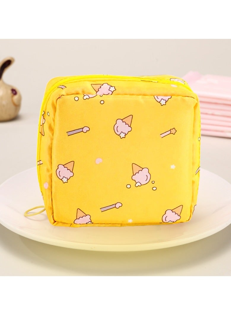 RTYY Sanitary Napkin Storage Bag Small Portable Menstrual Cup Nursing Pad Storage Pouch, Traveler Friendly Menstrual Period Bag, Mini Makeup Bag Coin Purse Wallets with Zipper for Women Teen Girls Yellow - Image 1