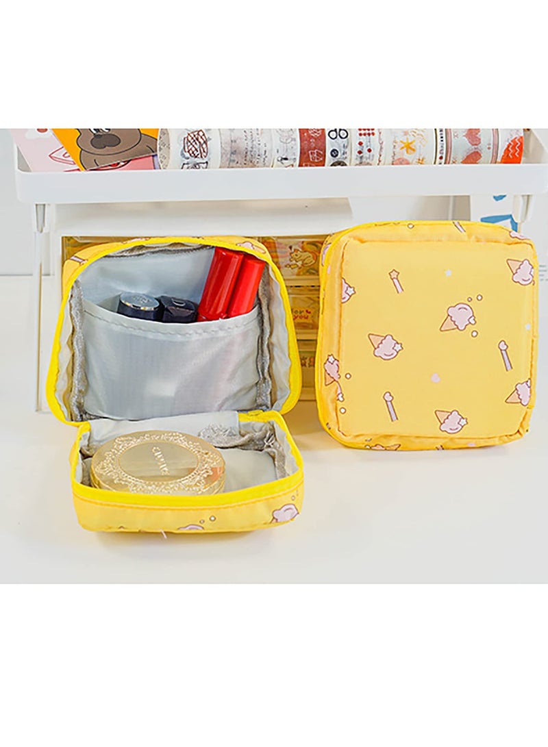 RTYY Sanitary Napkin Storage Bag Small Portable Menstrual Cup Nursing Pad Storage Pouch, Traveler Friendly Menstrual Period Bag, Mini Makeup Bag Coin Purse Wallets with Zipper for Women Teen Girls Yellow - Image 2