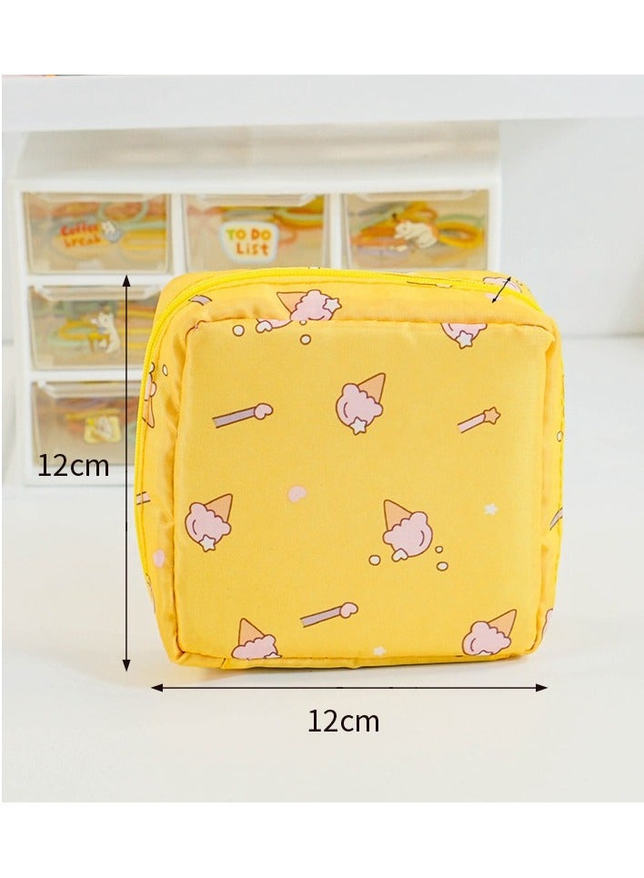 RTYY Sanitary Napkin Storage Bag Small Portable Menstrual Cup Nursing Pad Storage Pouch, Traveler Friendly Menstrual Period Bag, Mini Makeup Bag Coin Purse Wallets with Zipper for Women Teen Girls Yellow - Image 3