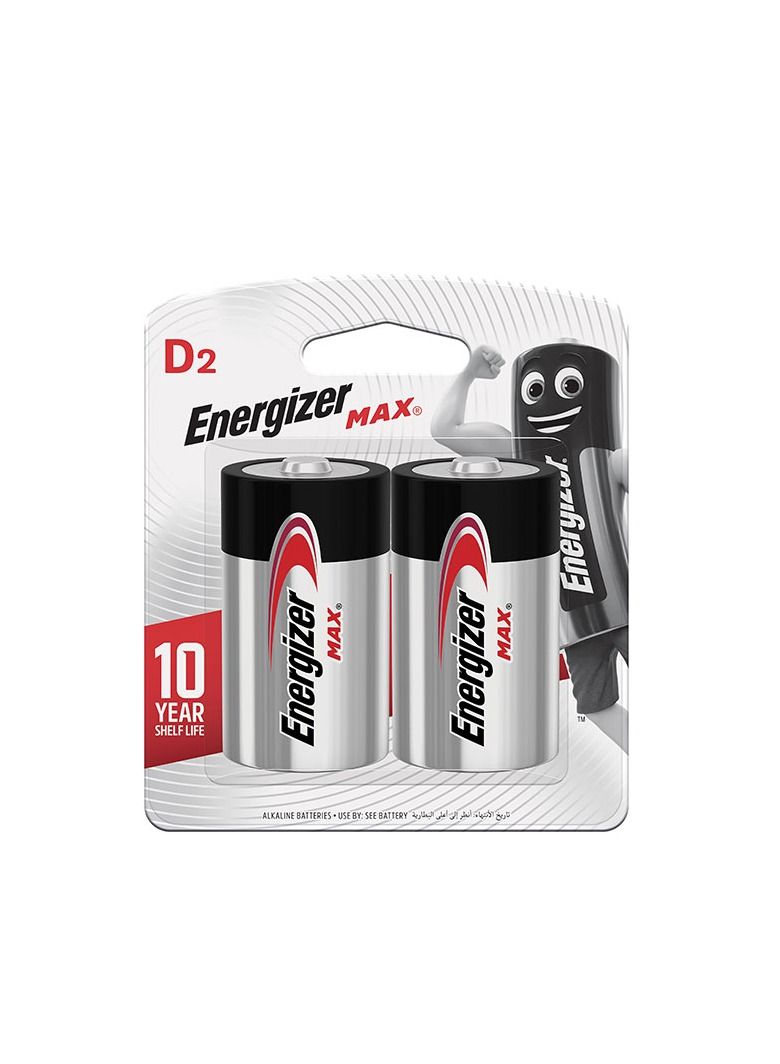 Energizer بطارية قلوية بحجم D، 2 قطعة - Image 1