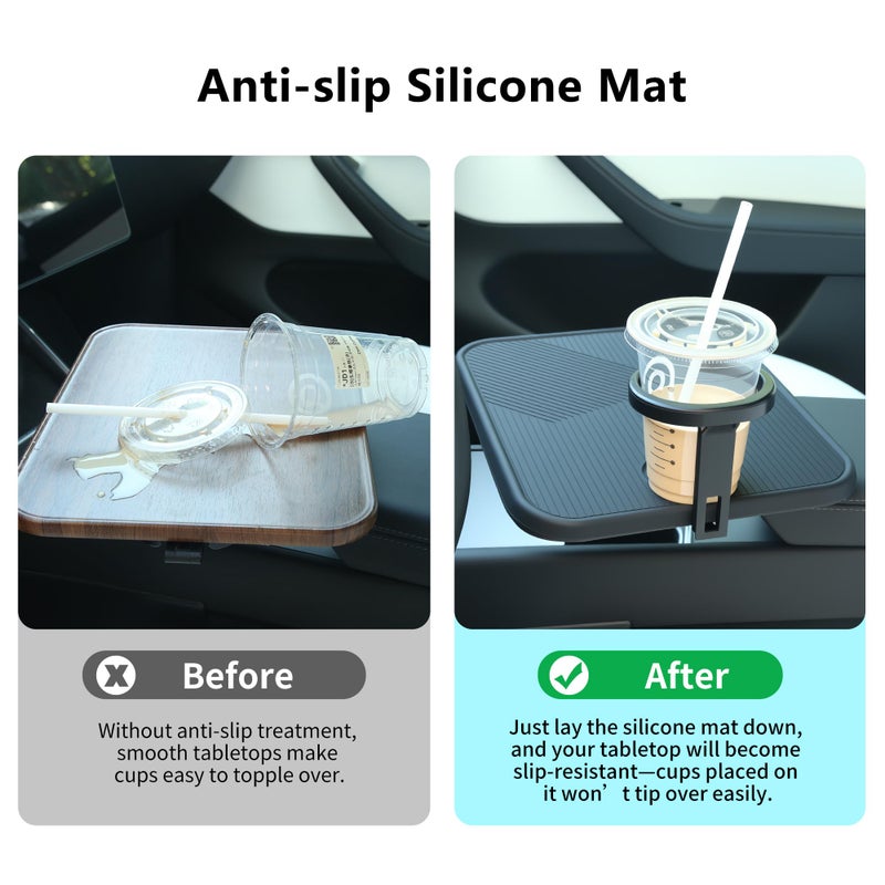Arcoche Car Table Tray & Laptop Desk for Car, 360Â° Rotating Wood Cup Holder Table, Aluminum Cantilever Laptop Mount for Vehicle, Steering Wheel Tray (Black) - Image 4