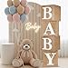 RUBFAC Burlap Print Baby Boxes with Letters for Baby Shower 4pcs Rustic Farmhouse Style Boho Balloon Boxes with Burlap Grain for Birthday Gender Reveal Decoration Backdrop Photo Props - Image 3
