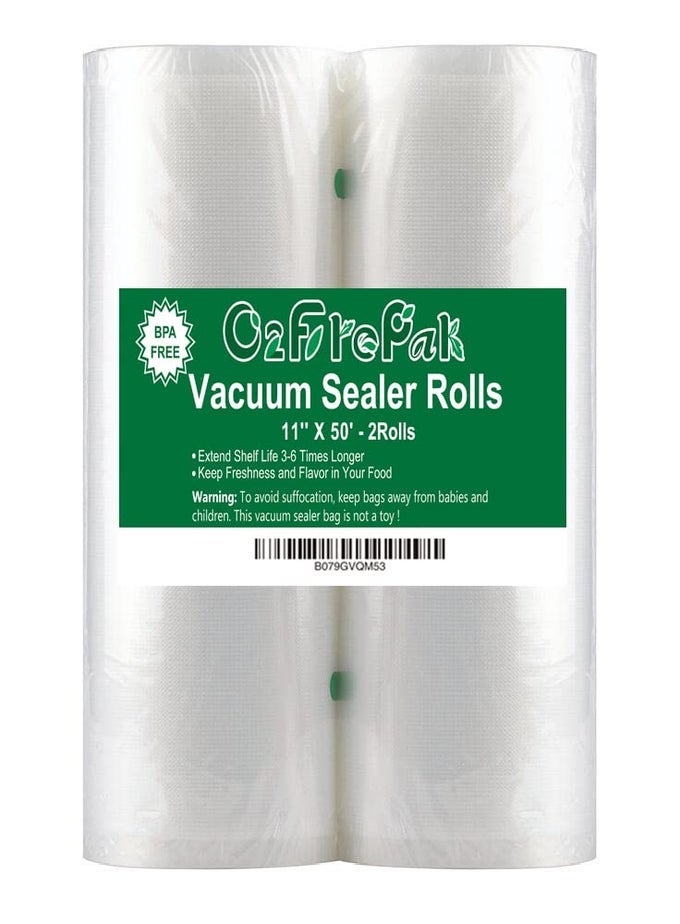 2PACK TOTAL 100FEET 11X50 ROLLS VACUUM SEALER BAGS ROLLS WITH BPA FREEHEAVY DUTY VACUUM FOOD SEALER STORAGE BAGS ROLLSCUT TO SIZE ROLLGREAT FOR SOUS VIDE