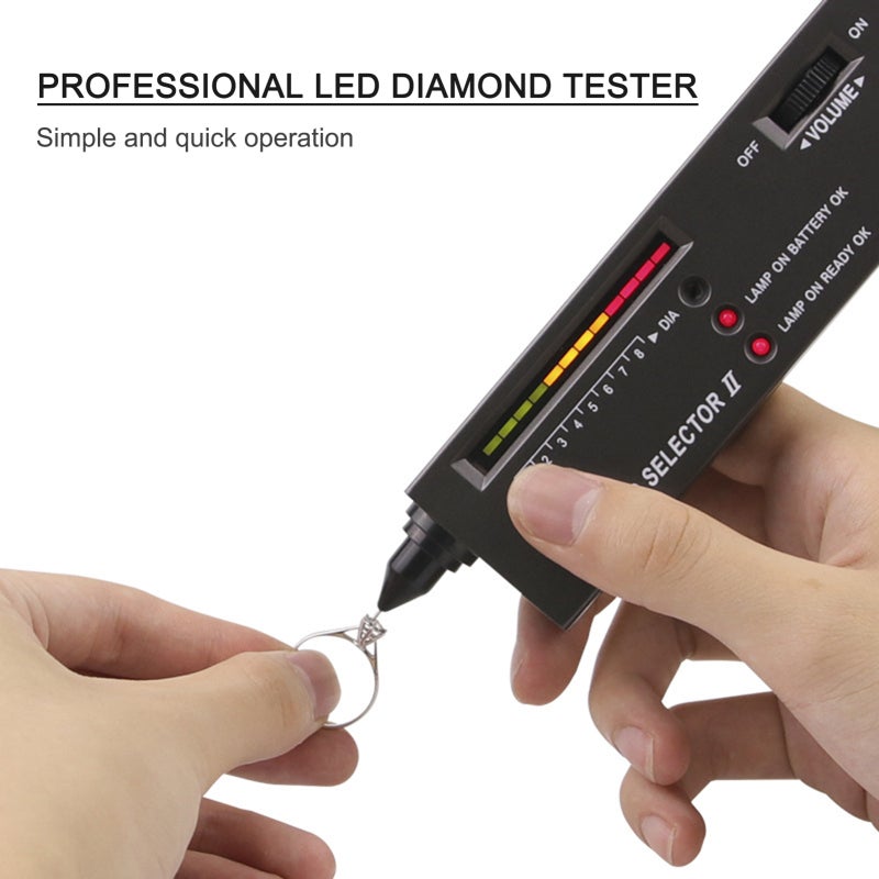 مكشاف الألماس: اختبار سريع دقيق محملي أسود صغير - كاشف الصلابة مع شاشة LCD ومؤشر LED لاختبار صحة الألماس والكريستال والياد والجواهر - Image 4