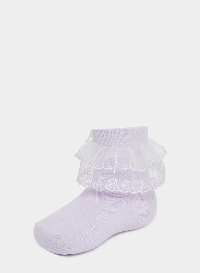 Styli Lace Insert Crew Socks - Image 1